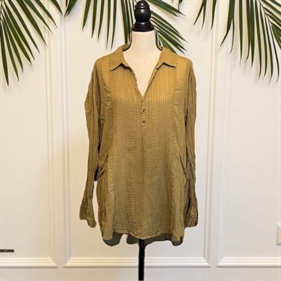FREE PEOPLE FP One Penny Waverly Tunic – Khaki Green Flowy Boho Estimated Small - Picture 2 of 15